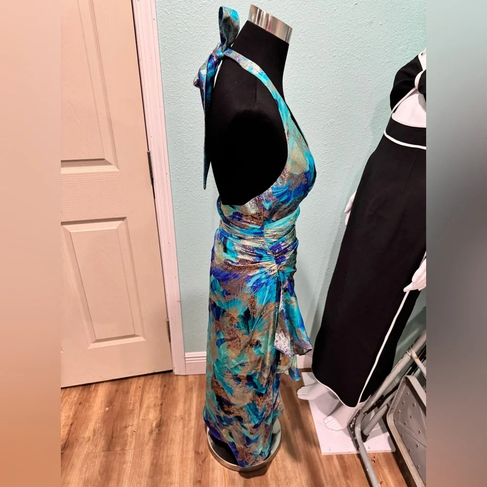 RAMY BROOK Hughes V-neck Midi Dress In Blue Floral NWT - Picture 3 of 7